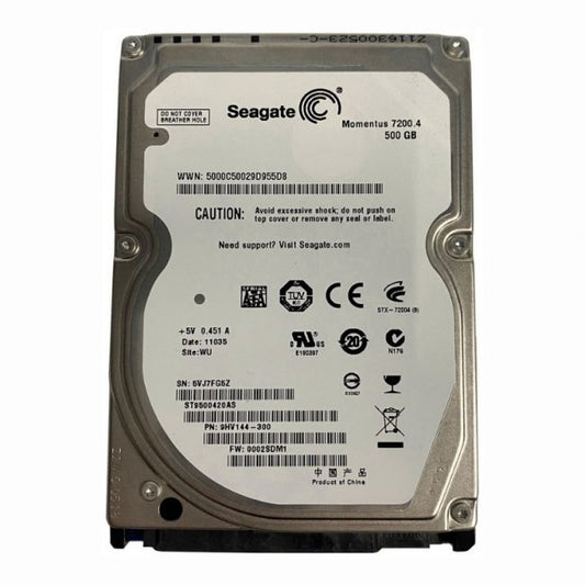 ST9500420AS Seagate Momentus 7200.4 500GB 7.2K RPM 3Gb/s SATA 512n 16MB Cache 2.5-Inch Hard Disk Drive
SKU: ST9500420AS0
Weight: 3.00 lbs
Condition: Refurbished
500GB storage capacity for reliable laptop or portable storage
7,200 RPM spindle speed for fast data access
3Gb/s SATA interface with 16MB cache for enhanced performance
Compact 2.5-inch form factor ideal for laptops and portable drives