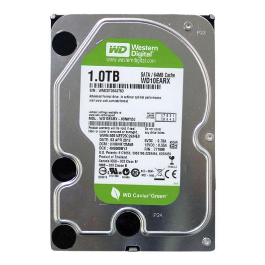 WD10EARX Western Digital Caviar Green 1TB 5400RPM SATA 6GB/s 7-Pin 64MB Cache 3.5-inch Hard Disk
SKU: WD10EARX
Weight: 3.00 lbs
Condition: Refurbished
✔ 1TB capacity with 5400 RPM for energy-efficient storage
✔ SATA 6Gb/s interface with 64MB cache for smooth data handling
✔ 3.5" form factor, designed for eco-friendly and quiet performance