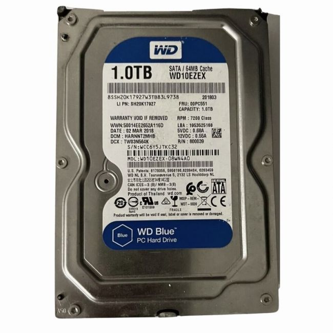WD10EZEX-08WN4A0 Western Digital Blue 1TB 7.2K RPM 6Gb/s SATA 64MB Cache 3.5-Inch Hard Disk Drive
SKU: WD10EZEX-08WN4A0
Weight: 3.00 lbs
Condition: Refurbished
1TB storage capacity ideal for high-performance desktop systems
7,200 RPM speed for fast data access and reliability
64MB cache for optimized read and write operations
3.5-inch form factor with 6Gb/s SATA interface for seamless