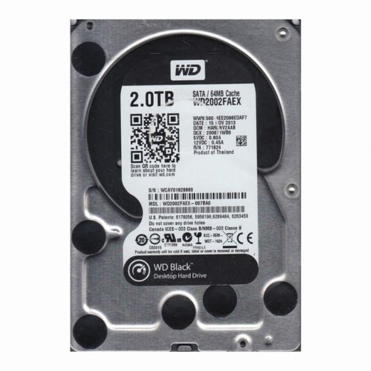 WD2002FAEX-007BA0 Western Digital Caviar Black 2TB 7.2K RPM 6Gb/s SATA 512e 64MB Cache 3.5-Inch Hard Disk Drive
SKU: WD2002FAEX-007BA0
Weight: 3.00 lbs
Condition: Refurbished
2TB storage capacity for high-performance desktop systems
7,200 RPM rotational speed for fast data retrieval
6Gb/s SATA interface with 512e technology for efficient data transfer
64MB cache for enhanced performance in multitasking