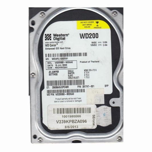 WD200BB-60DGA0 Western Digital Caviar 20GB 7.2K RPM ATA/100 2MB Cache 3.5-Inch Hard Disk Drive
SKU: WD200BB-60DGA0
Weight: 3.00 lbs
Condition: Refurbished
20GB storage capacity designed for legacy desktop systems
7,200 RPM speed for quick data access and smooth performance
ATA/100 interface for compatibility with older systems
3.5-inch form factor with 2MB cache for efficient operation