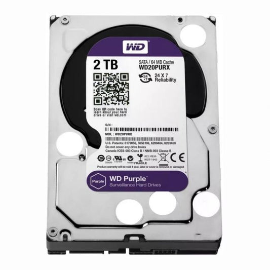 WD20PURX-64P6ZY0 Western Digital Purple 2TB 5.4K RPM 6Gb/s SATA 64MB Cache 3.5-Inch Hard Disk Drive