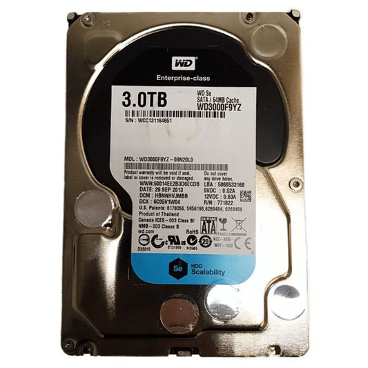 WD3000F9YZ Western Digital Se 3TB SATA 6GB/s 64MB Cache 3.5-inch Datacenter Capacity Hdd
SKU: WD3000F9YZ
Weight: 3.00 lbs
Condition: Refurbished