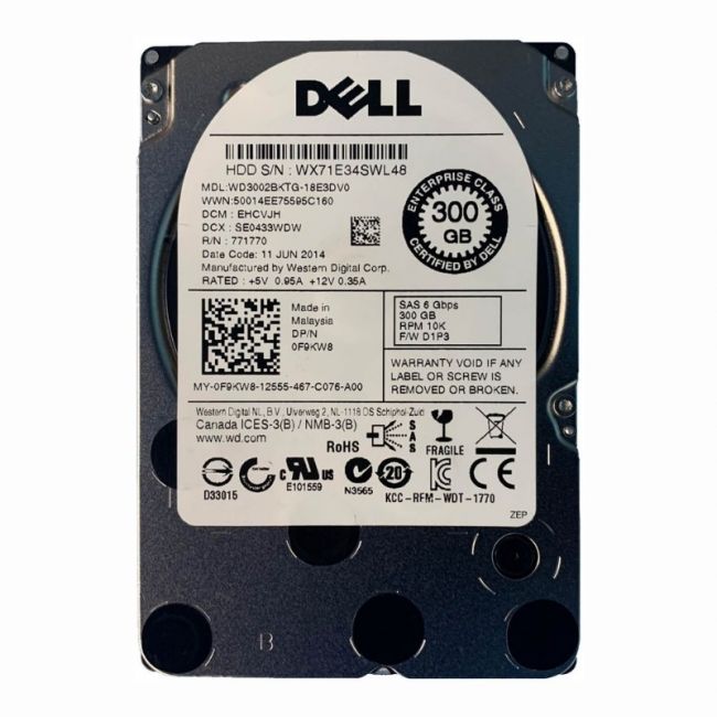 WD3002BKTG-18E3DV0 Western Digital 300GB 10K RPM 6Gb/s SAS 512n 32MB Cache 2.5-Inch Hard Disk Drive
SKU: WD3002BKTG-18E3DV0
Weight: 3.00 lbs
Condition: Refurbished
300GB storage capacity for high-performance applications
10,000 RPM spindle speed for fast data access
6Gb/s SAS interface for rapid data transfers
32MB cache for enhanced performance in demanding environments