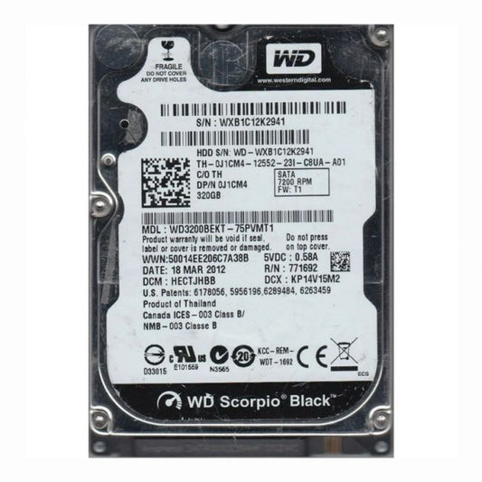 WD3200BEKT-75PVMT1 Western Digital Scorpio Black 320GB 7.2K RPM 3Gb/s SATA 512n 16MB Cache 2.5-Inch Internal Hard Drive
SKU: WD3200BEKT-75PVMT1
Weight: 3.00 lbs
Condition: Refurbished
320GB storage capacity designed for performance laptops and compact systems
7,200 RPM spindle speed for faster boot times and data access
3Gb/s SATA interface with 512n sector formatting
2.5-inch form factor with 16MB cache for optimized performance
