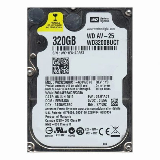 WD3200BUCT-63TWBY0 Western Digital AV-25 320GB 5.4K RPM 3Gb/s SATA 512n 16MB Cache 2.5-Inch Hard Disk Drive
SKU: WD3200BUCT-63TWBY0
Weight: 3.00 lbs
Condition: Refurbished
320GB storage capacity for compact storage solutions
5,400 RPM spindle speed for energy-efficient performance
3Gb/s SATA interface with 16MB cache for reliable data transfer
2.5-inch form factor ideal for portable and compact devices