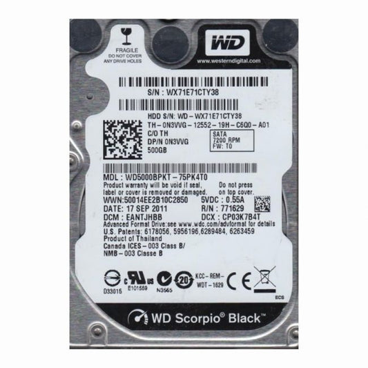 WD5000BPKT-75PK4T0 Western Digital Scorpio Black 500GB 7.2K RPM 3Gb/s SATA 16MB Cache 2.5-Inch Hard Disk Drive
SKU: WD5000BPKT-75PK4T0
Weight: 3.00 lbs
Condition: Refurbished
500GB storage capacity for reliable performance in laptops and portable systems
7,200 RPM spindle speed for fast data access and improved system responsiveness
SATA 3Gb/s interface ensures smooth data transfer
2.5-inch form factor with 16MB cache for optimized performance