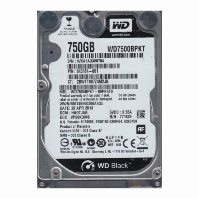 WD7500BPKT Western Digital Scorpio Black 750GB 7.2K RPM 3Gb/s SATA 16MB Cache 2.5-Inch Internal Hard Drive
SKU: WD7500BPKT
Weight: 3.00 lbs
Condition: Refurbished
750GB storage capacity perfect for laptops and compact systems
7,200 RPM rotational speed for fast data access and performance
SATA 3Gb/s interface for high-speed data transfer
16MB cache improves overall data handling and system responsiveness