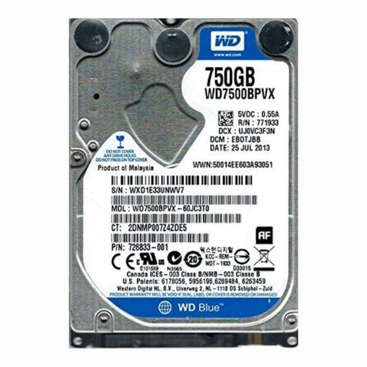 WD7500BPVX-60JC3T0 Western Digital Blue 750GB 5.4K RPM 6Gb/s SATA 512e 8MB Cache 2.5-Inch Hard Disk Drive
SKU: WD7500BPVX-60JC3T0
Weight: 3.00 lbs
Condition: Refurbished
750GB storage capacity ideal for laptops and compact systems
5,400 RPM speed for energy-efficient operation
6Gb/s SATA interface for fast data transfer rates
2.5-inch form factor with 8MB cache for optimized performance