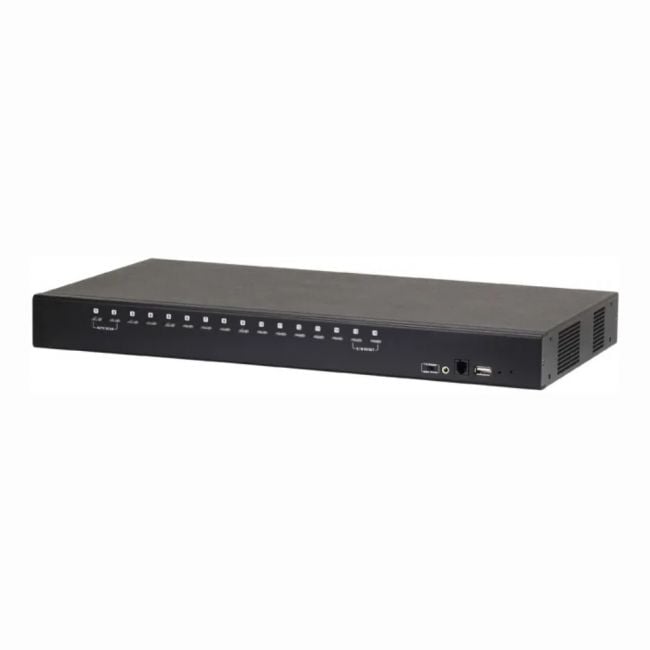 YT5RX Dell 2162DS 16 x Ports RJ-45 + 2 x Ports GE + 4 x Ports USB 2.0 + 2 x Ports PDU + 1 VGA Port Remote KVM Console Switch