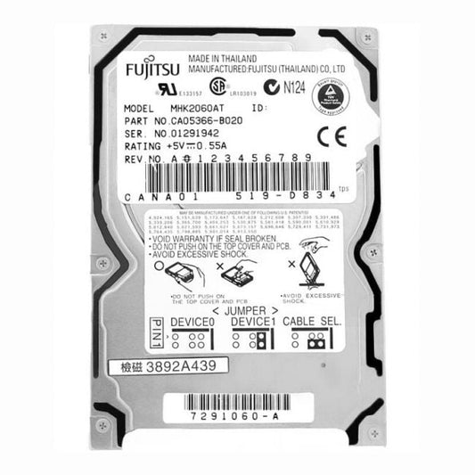 MHK2060AT Fujitsu Mobile 6GB 4.2K RPM ATA-66 512KB Cache 2.5-inch Internal Hard Drive