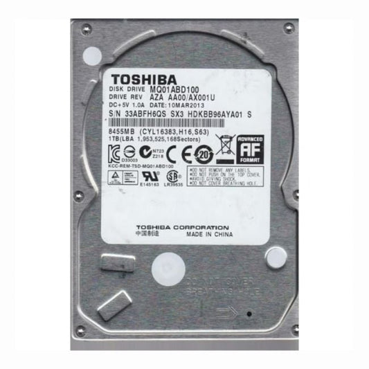 MQ01ABD100 Toshiba Mobile 1TB 5.4K RPM 3Gb/s SATA 512e 8MB Cache 2.5-inch Internal Hard Drive
