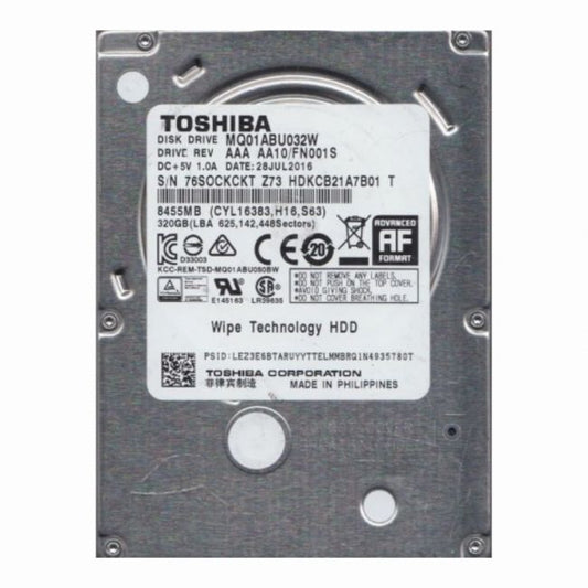MQ01ABU032W Toshiba Mobile Thin 320GB 5.4K RPM 6Gb/s SATA 512e 8MB Cache 2.5-inch Internal Hard Drive