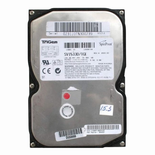 SV1533D/TGE Samsung Spinpoint V10200 15.3GB 5.4K RPM IDE Ultra ATA/66 (ATA-5) 512KB Cache 3.5-Inch Hard Drive